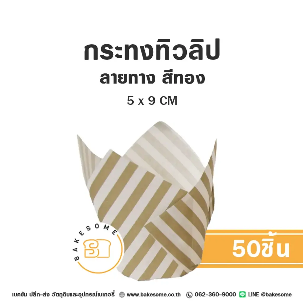 กระทงทิวลิป ลายทาง สีทอง (50ชิ้น/แพค)